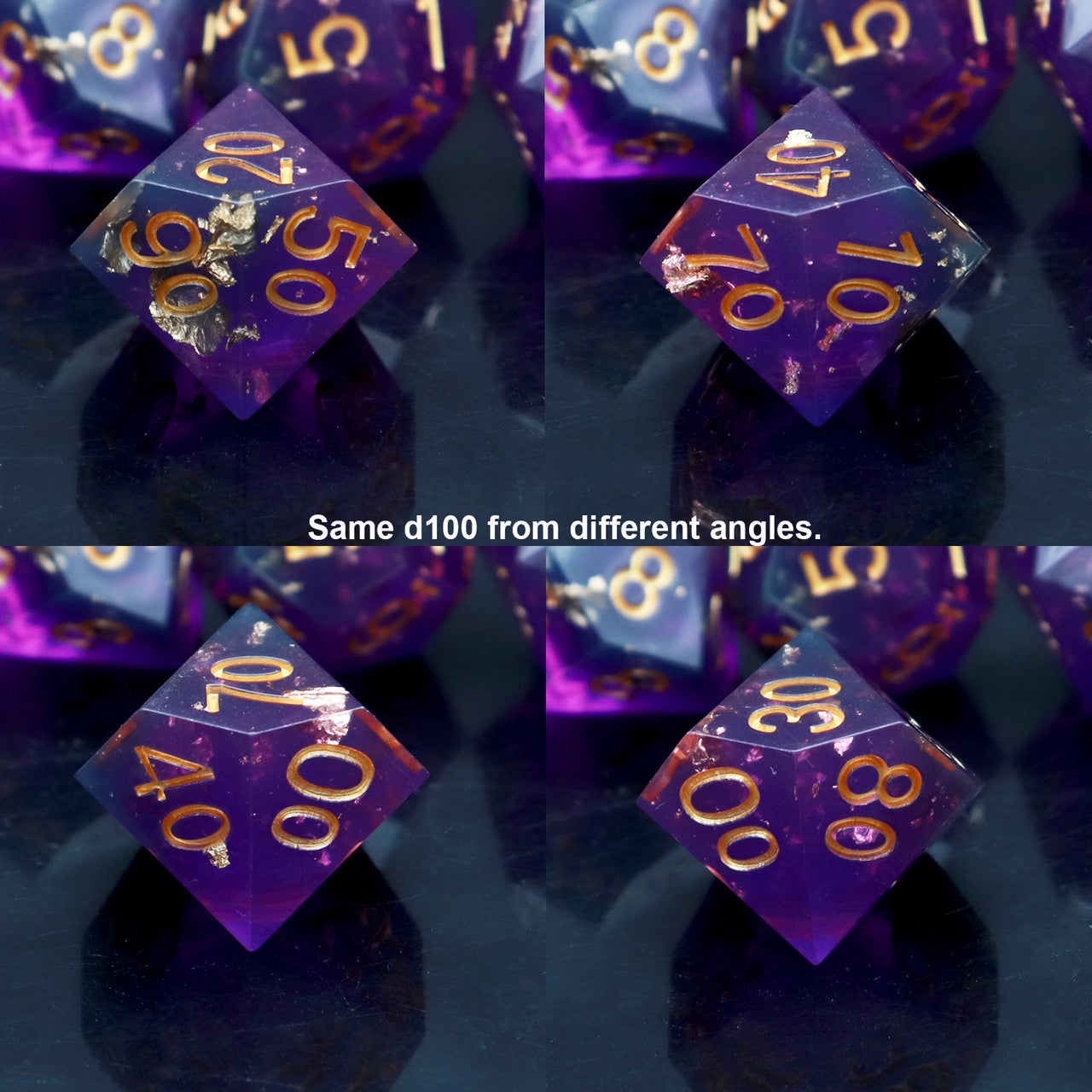 Haxtec Sharp Edge Resin Dice Set Purple Black Gold Foil War Series With Velvet Dice Vault-Purple Black War