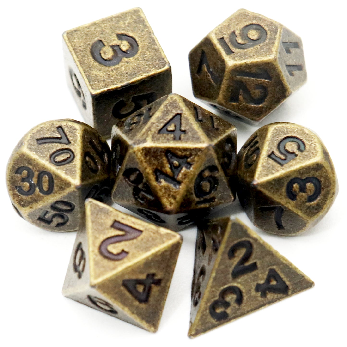 Haxtec Mini Metal Dice Set D&D with Hollow D20 Dice Case Metal Keychain Dice