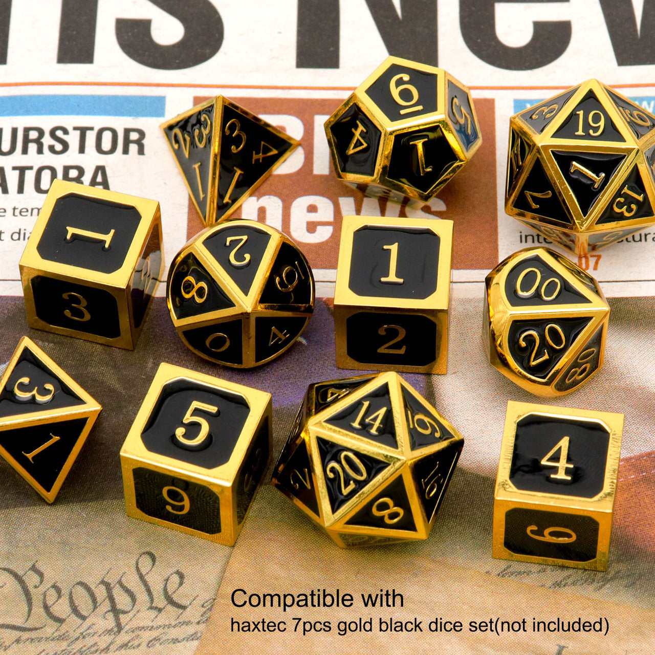 gold black metal dnd d6 dice set