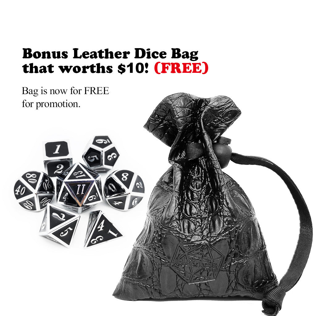 D&D Metal Dice Set for Dungeons and Dragons Game-Silver Black