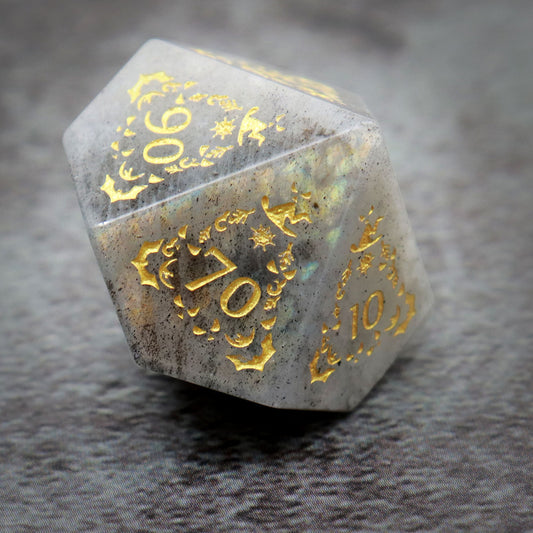 moonstone dice, labradorite dice, gemstone dice, 