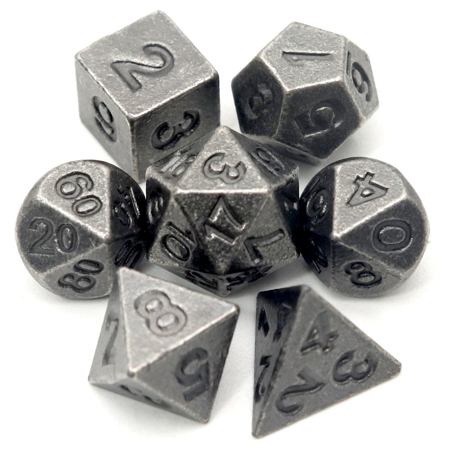 Haxtec Mini Metal Dice Set D&D with Hollow D20 Dice Case Metal Keychain Dice