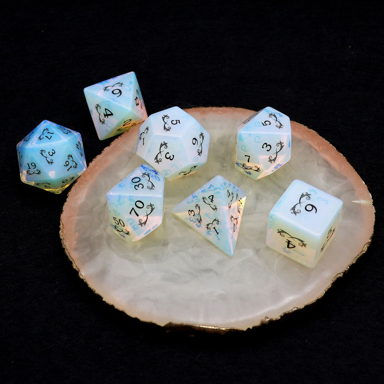 opal dice, dnd dice, gemstone dice