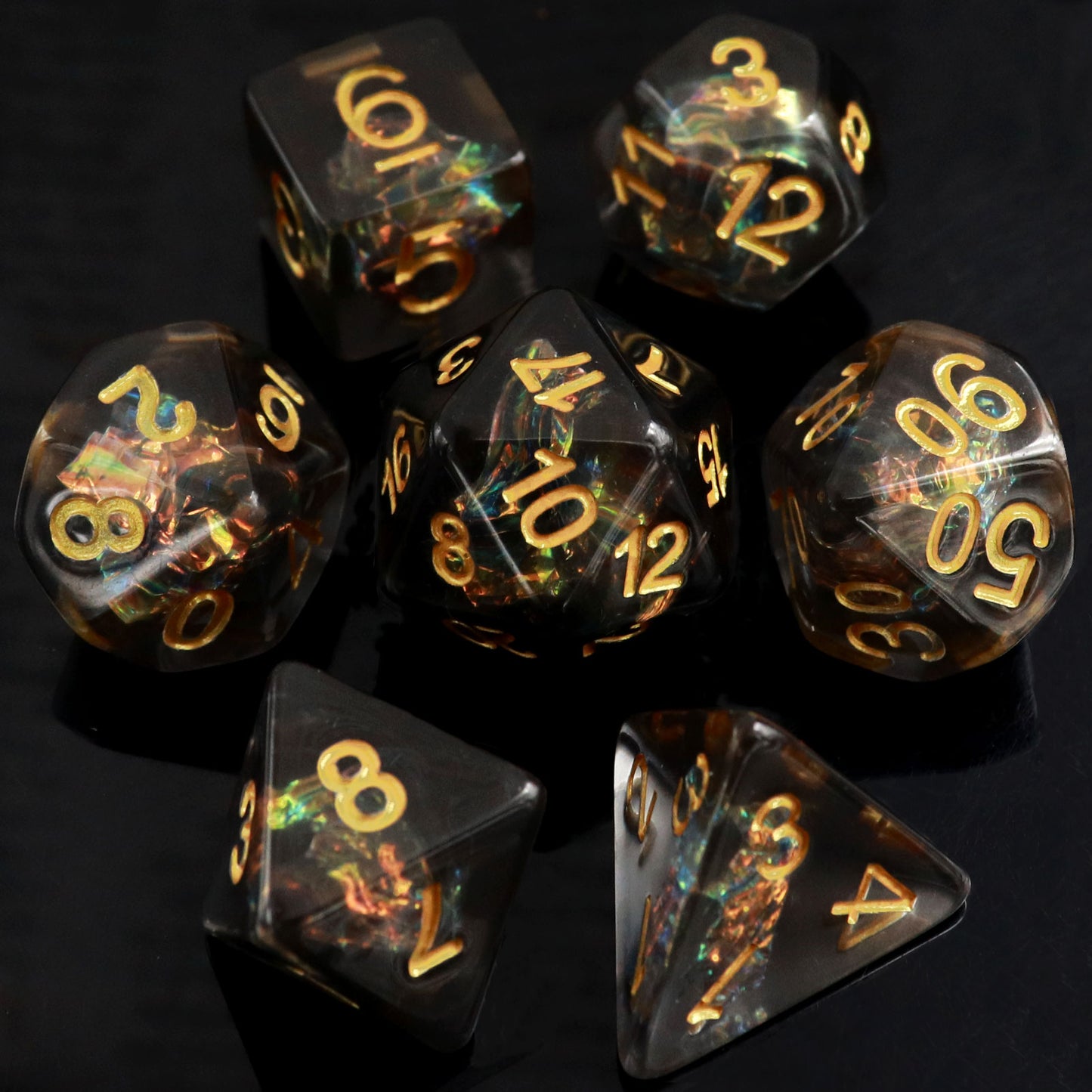 Haxtec Iridescent Mylar Core Resin DND Dice-Light Blueish Green