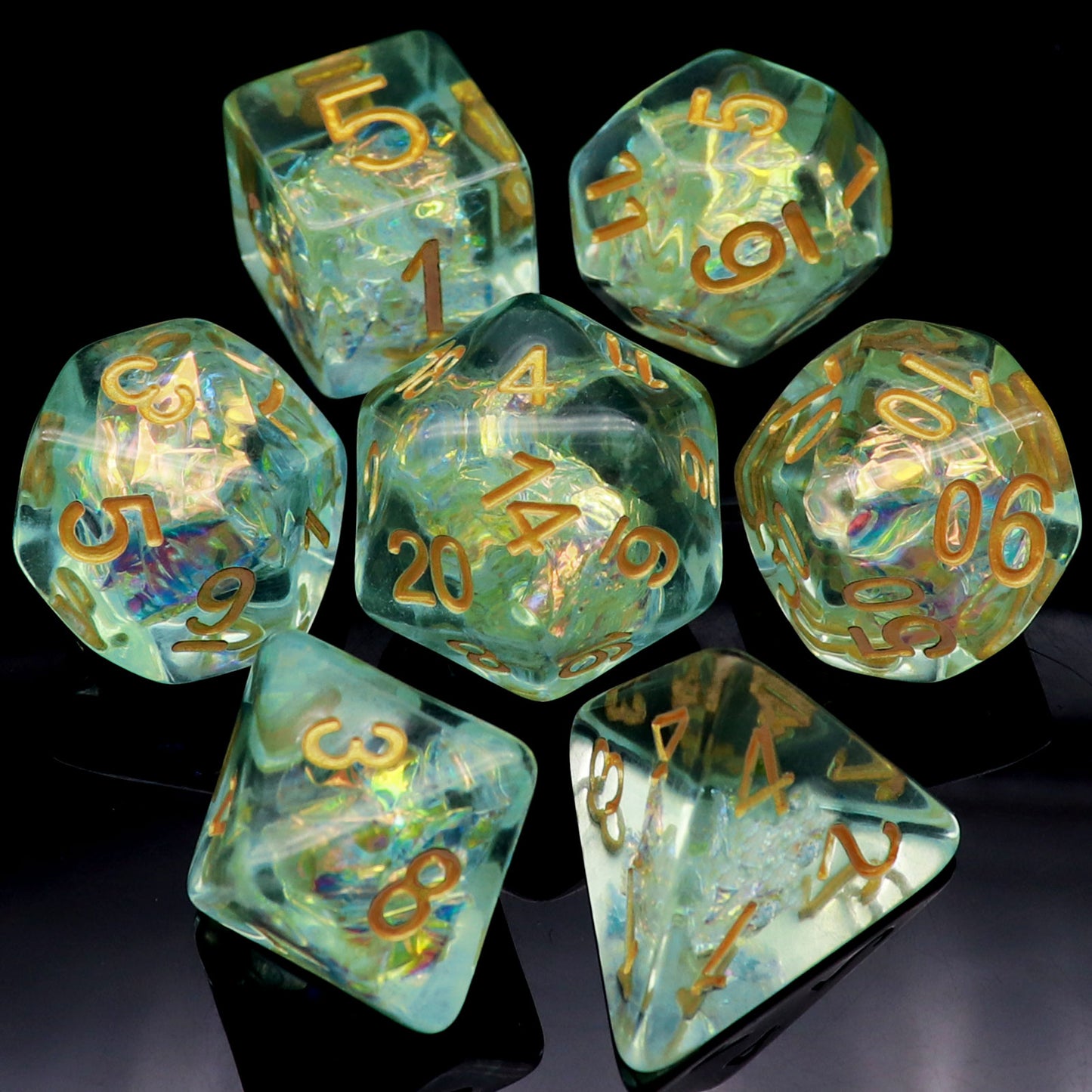 Haxtec Iridescent Mylar Core Resin DND Dice-Orange