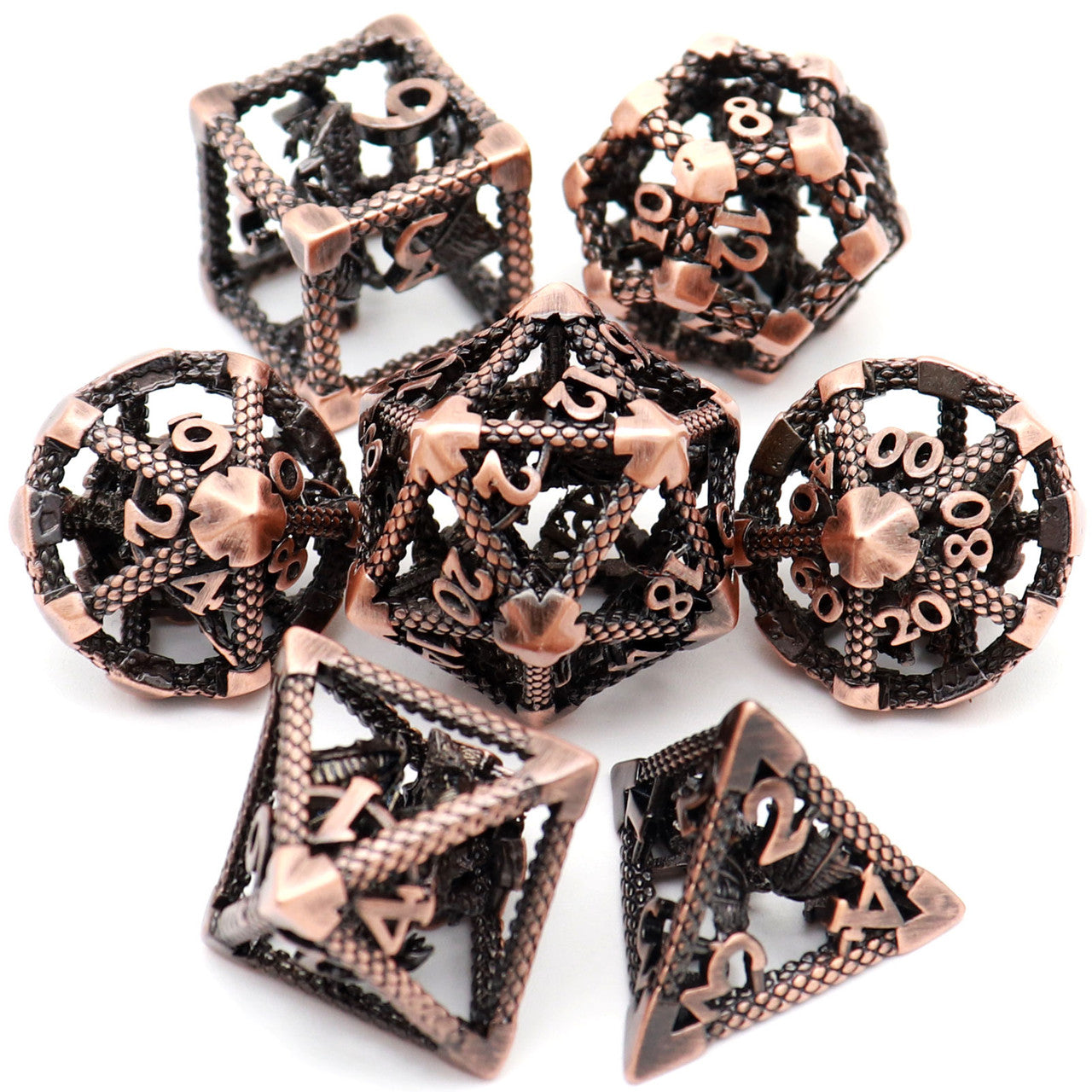 copper hollow metal dice dnd