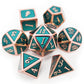 Metal dnd dice set copper teal green