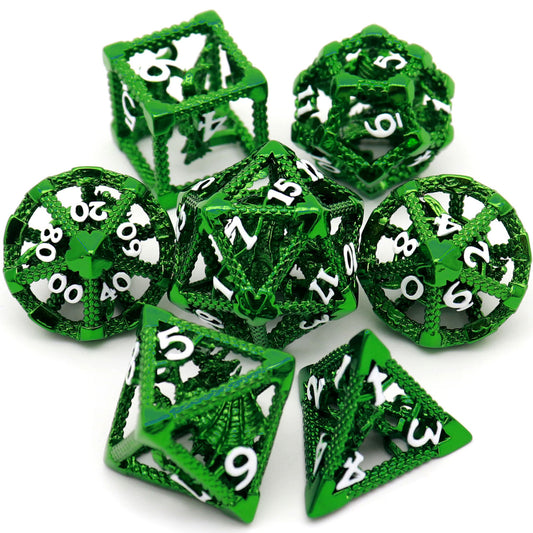haxtec green hollow dnd dice set dragon