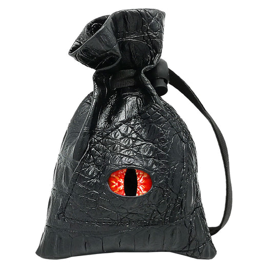 blood red dragon eye dice bag, leather dice bag