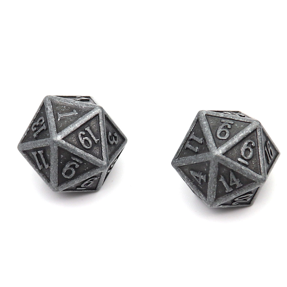 antique dice, iron dice, metal dice, d20 dice, metal d20 dice, metal d20