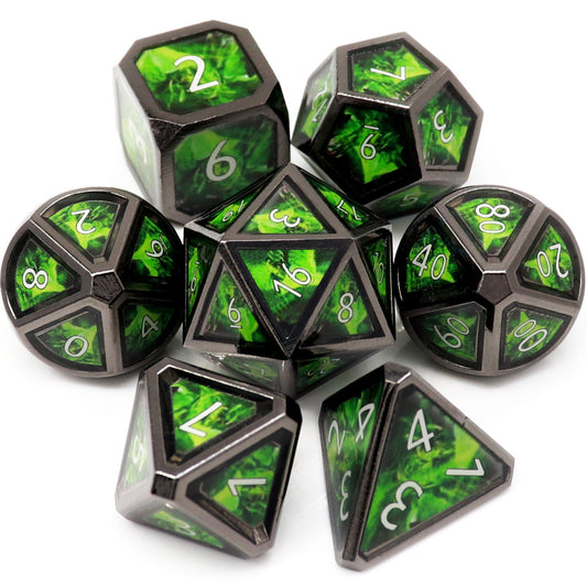 black green metal dice real scene spell dnd 5e