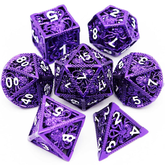 purple hollow dice, metal dice purple,