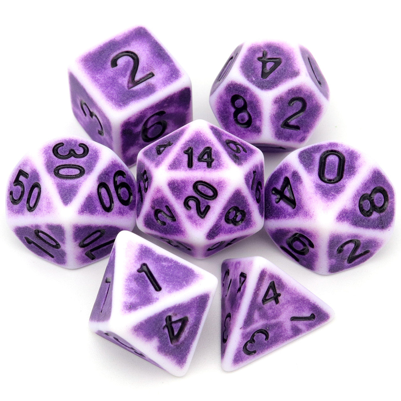 antique dice, ancient dice, purple dice, rpg dice, bone dice, polyhedral dice, dice set, dnd dice