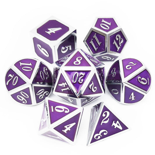 Metal dnd dice set purple 