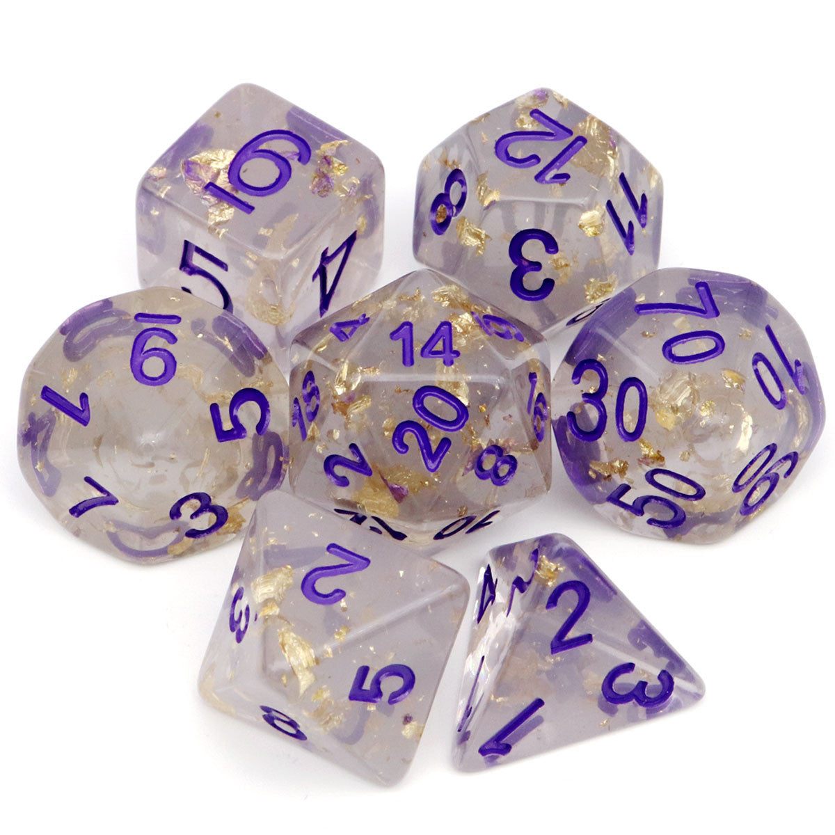 Haxtec Smoke Gold Foil DND Dice Set-Fog