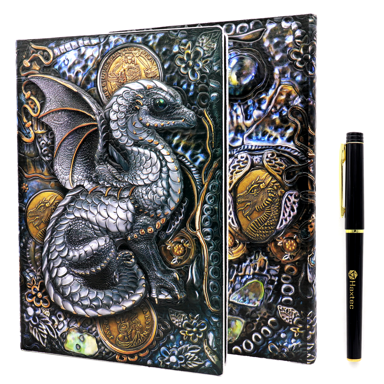 Haxtec 3D Embossed Dragon DND Notebook W/ Pen Spell Journal Retro