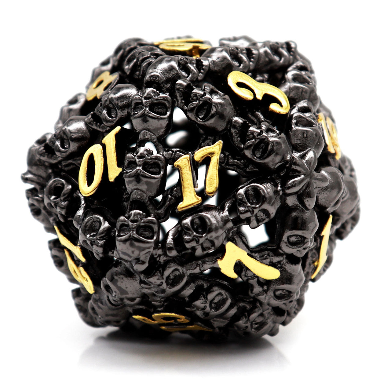 black gold metal dice, skull dice, hollow dice, hollow metal dice