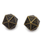 antique dice, bronze dice, metal d20, d20 dice, d20, metal d20 dice