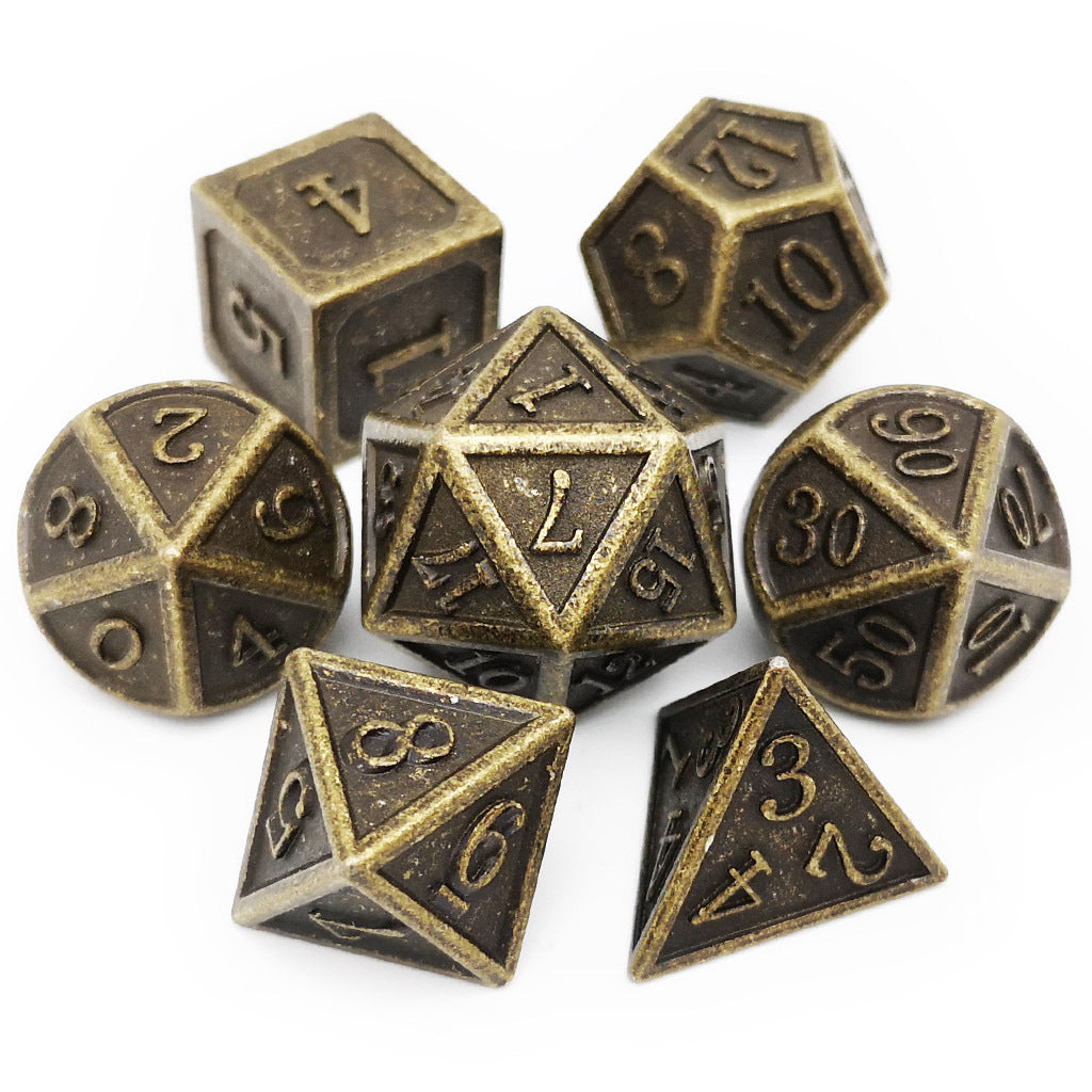 Haxtec Metal Dice Set D&D for DND Game-Antique Iron