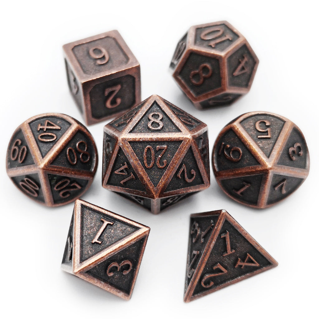 Haxtec Metal Dice Set D&D for DND Game-Antique Iron