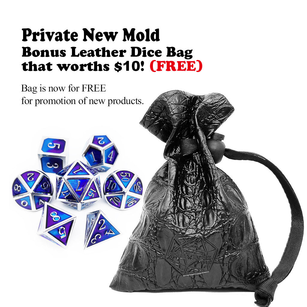 Metal DND Dice Set for Dungeons and Dragons Game-Silver Purple Blue(Myth)