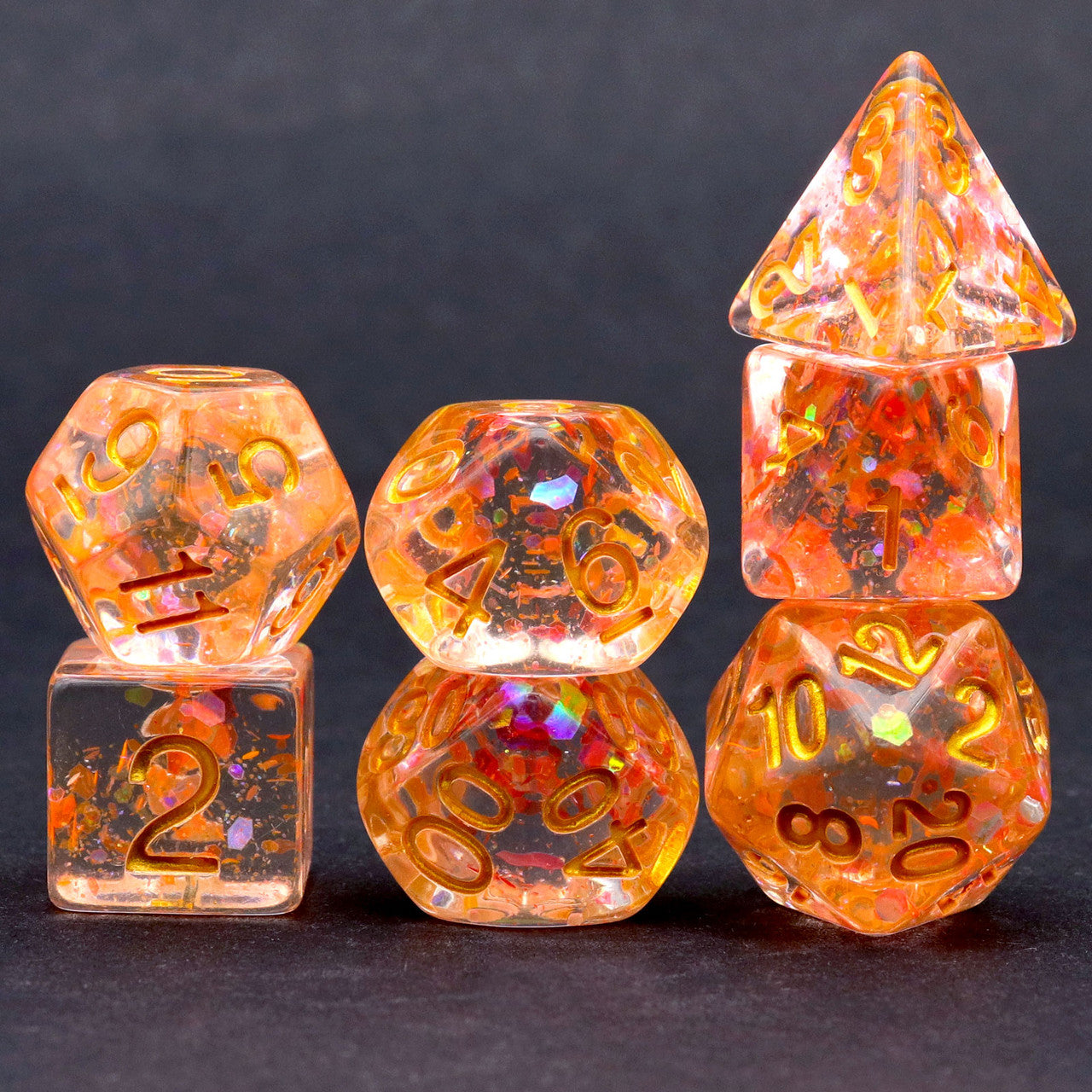 dnd dice, orange dice, dice set, dnd dice, dd dice, pink dice, glitter dice