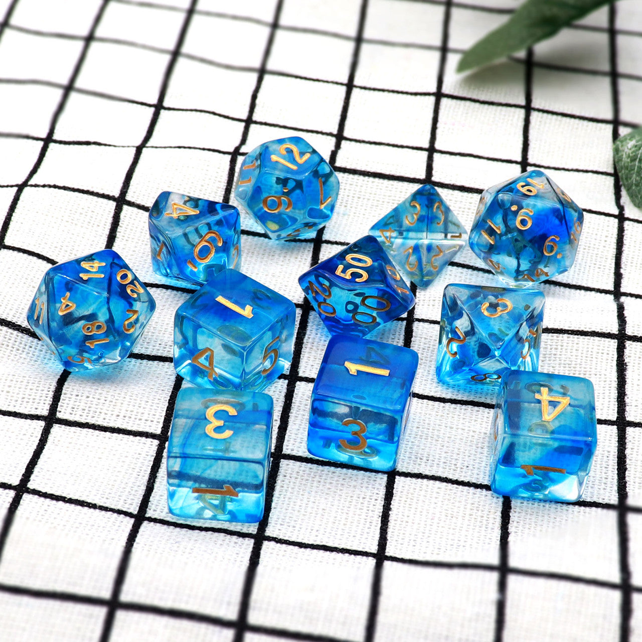 blue swirl dnd dice 11pcs