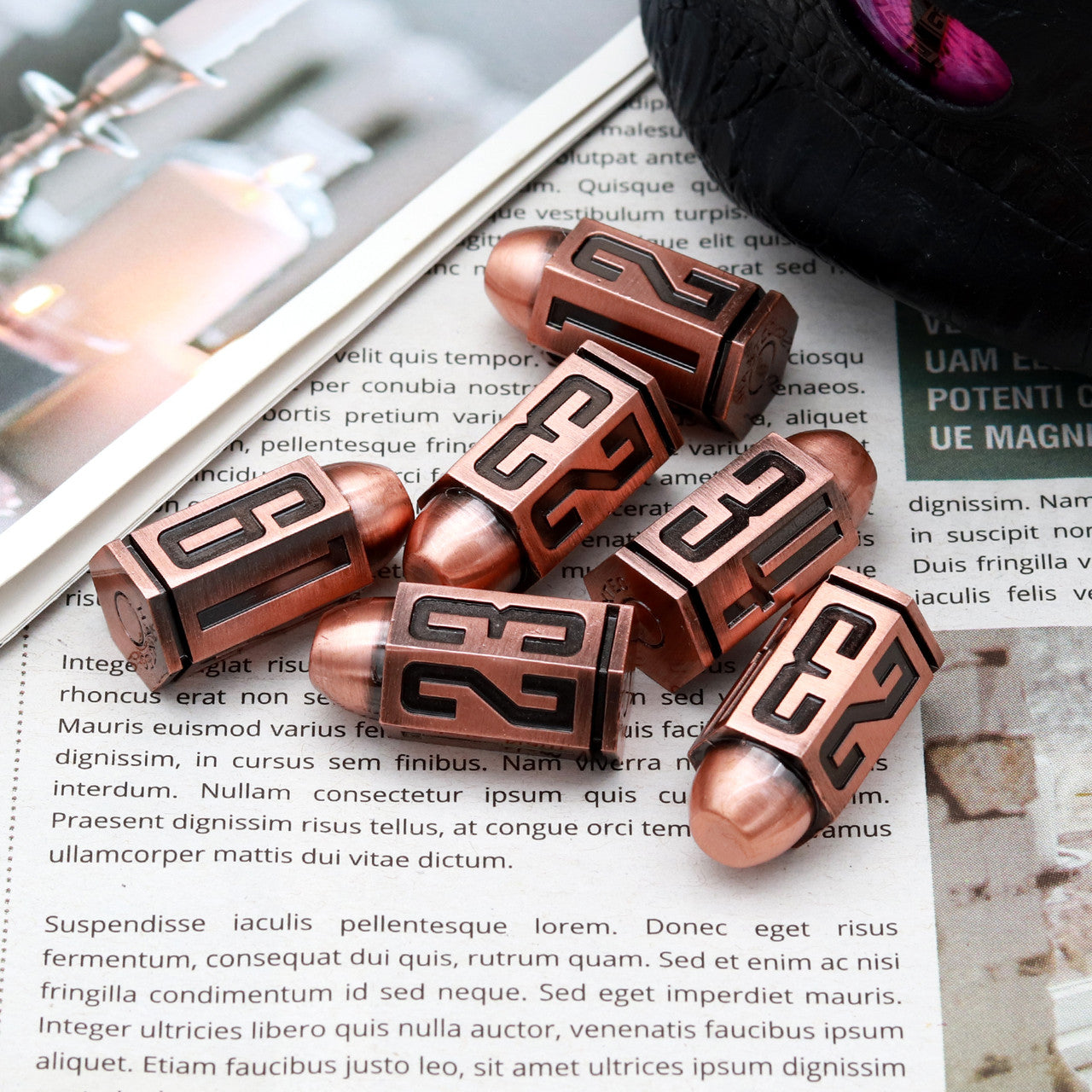 Haxtec Bullet Metal D6 Dice Set Unique Metal 6 Sided Dice for Dungoens and Dragons RPG Gifts-Antiue Copper