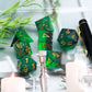 green black gold foild resin dnd dice set sharp edge dice with dice case