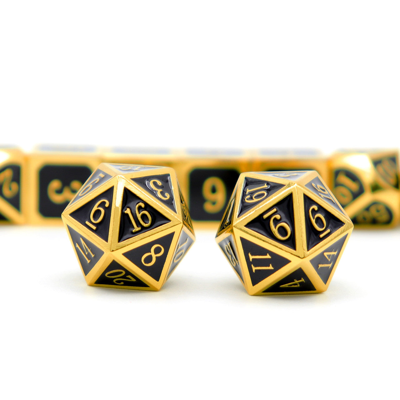 metal dice, dnd dice, gold dice, black dice, dice set, dnd dice