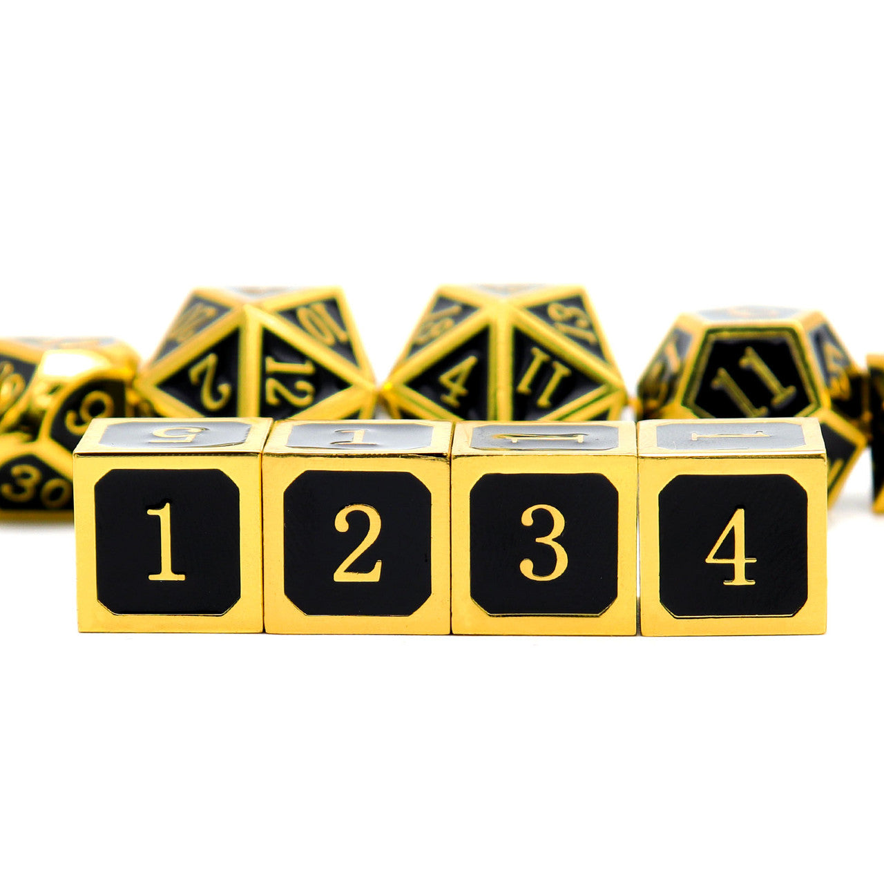 gold black metal dnd d6 dice set 