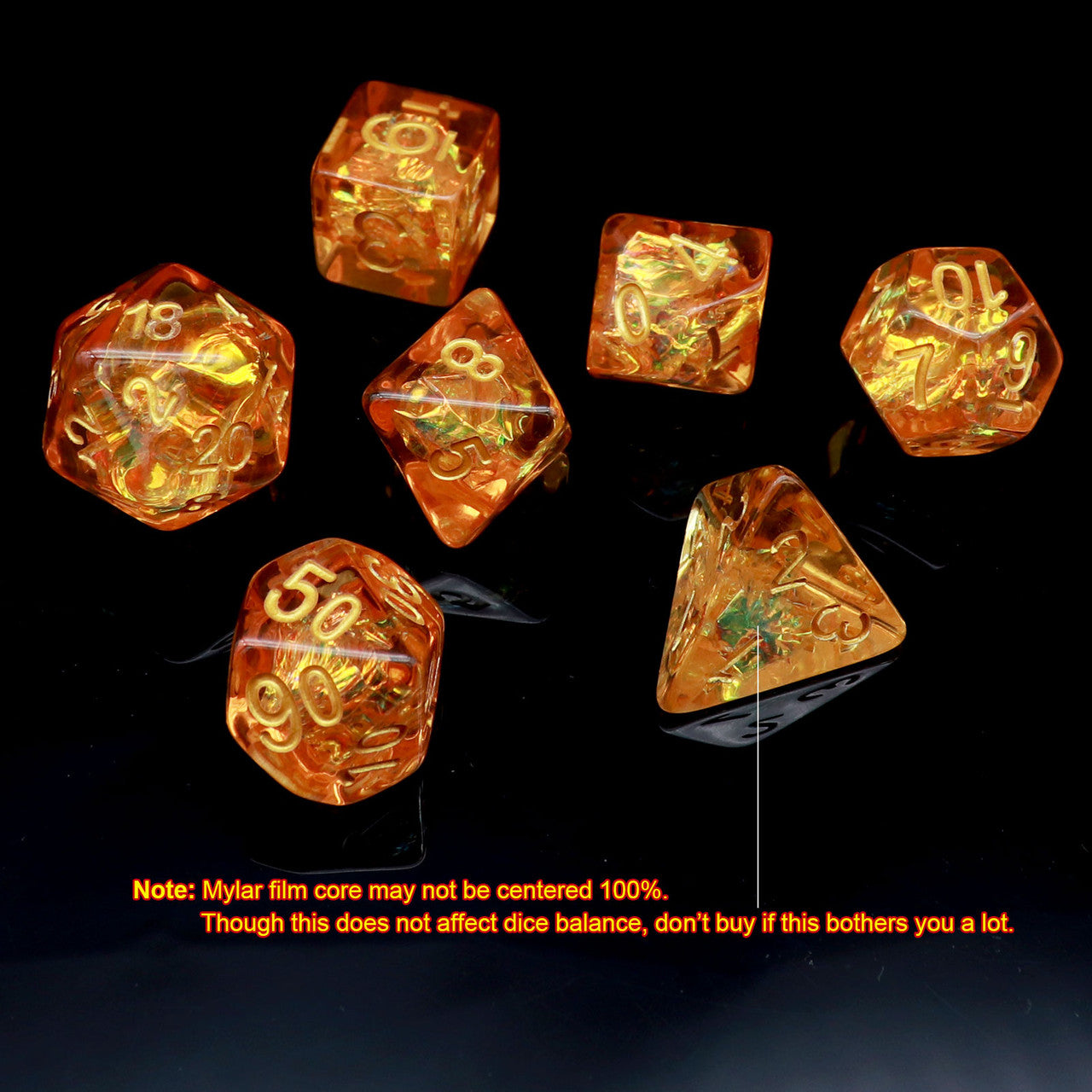 Iridescent dice, orange dice