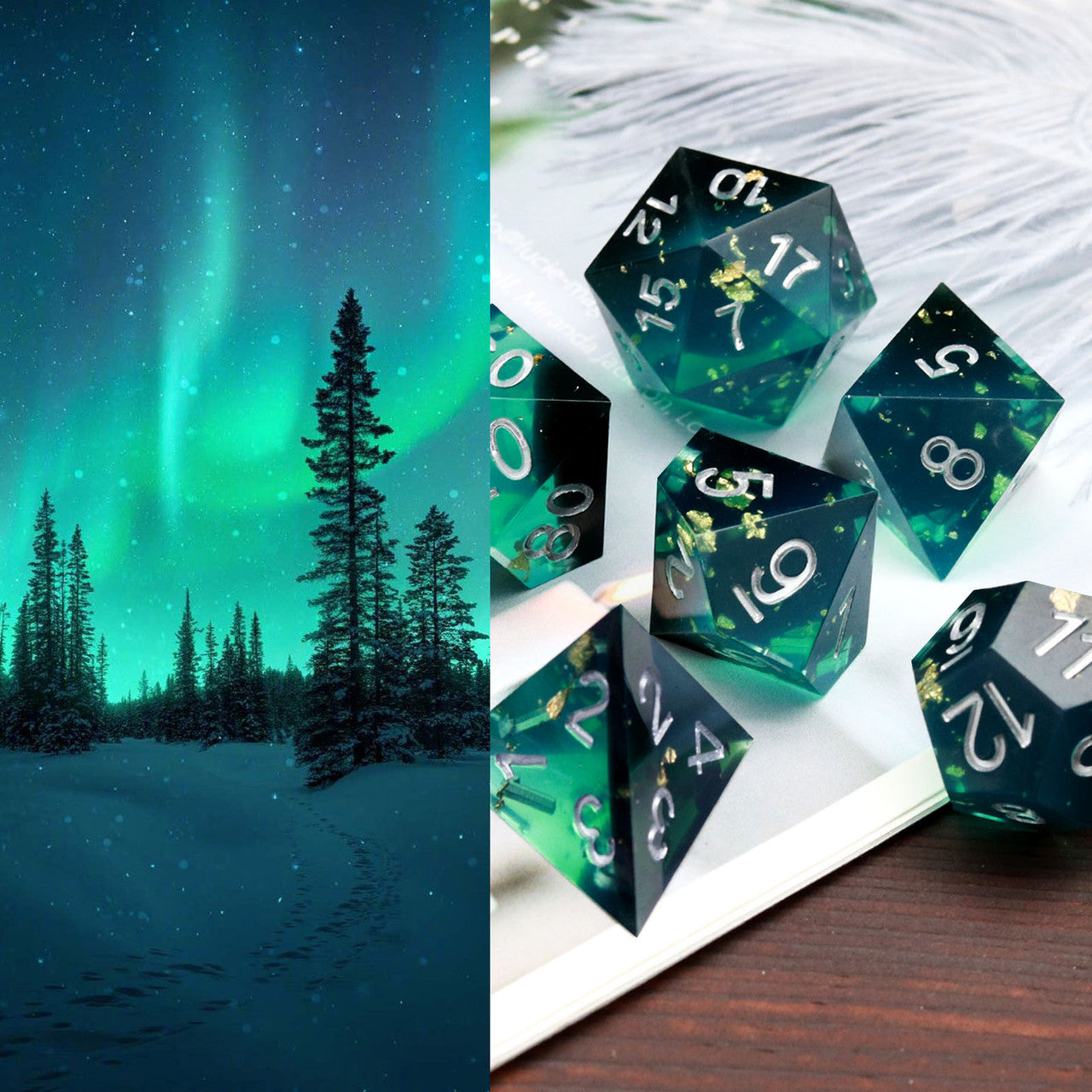 blue black sharp edge dnd Dice set