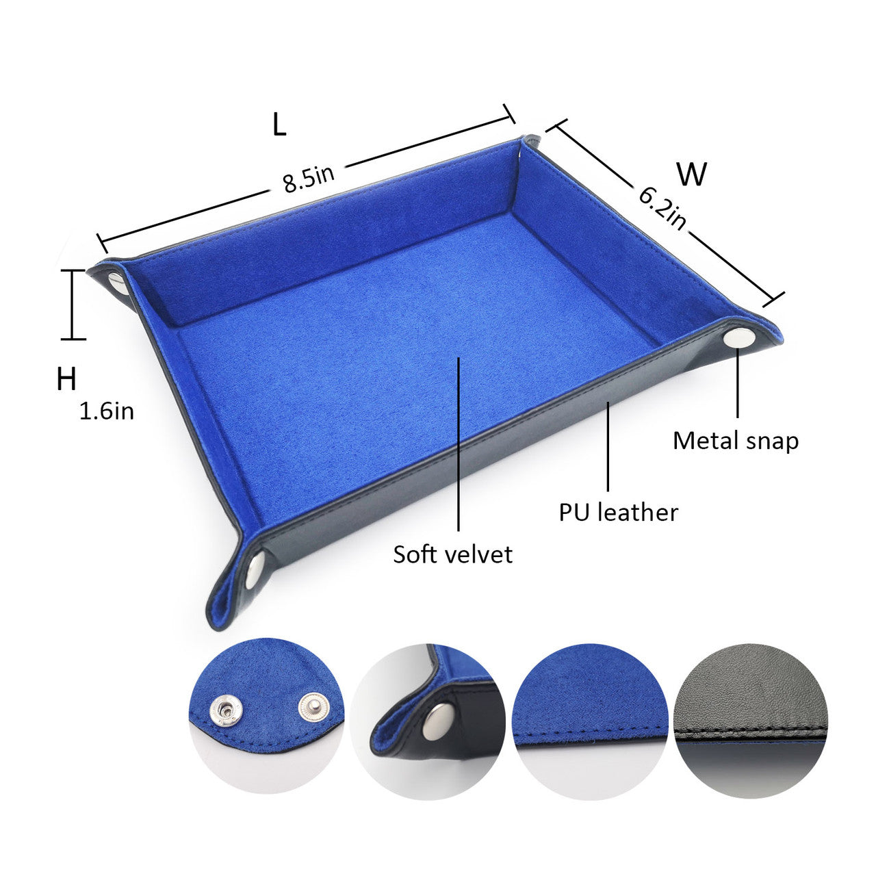 Haxtec dice tray blue details