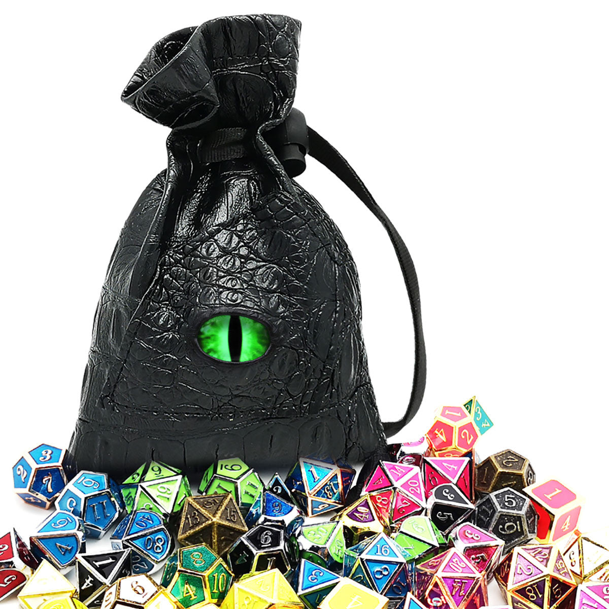 dice bag with green dragon eye