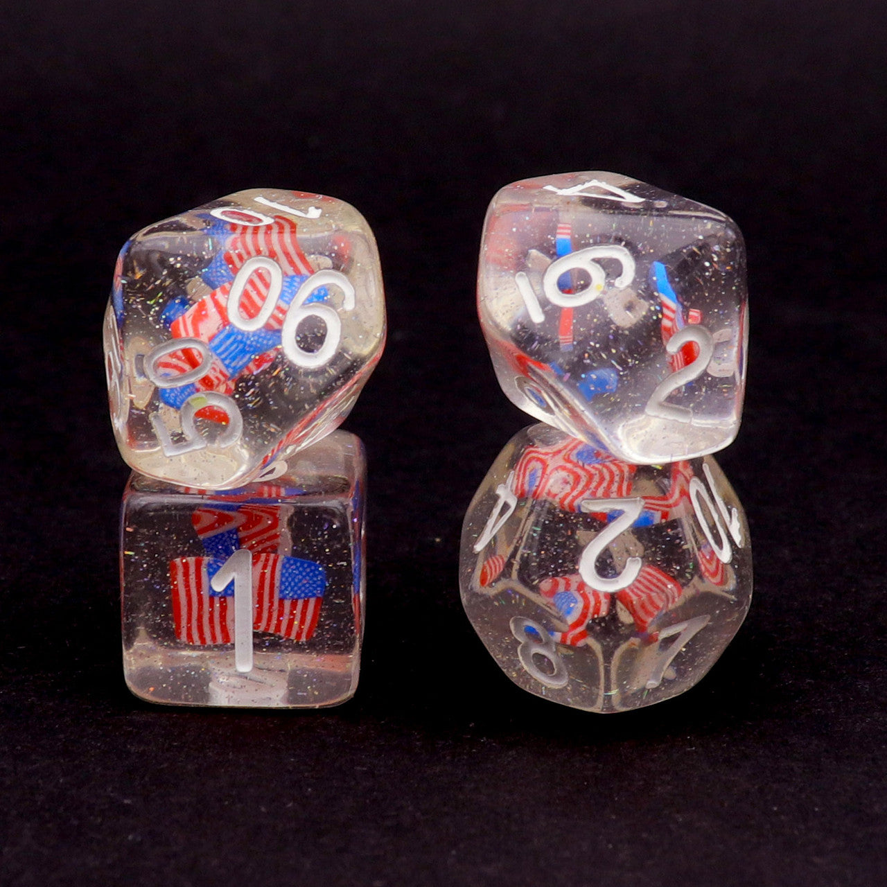 american flag dice, flag dice, glitter dice, dnd dice, rpg dice, dice set d d dice, red blue dice