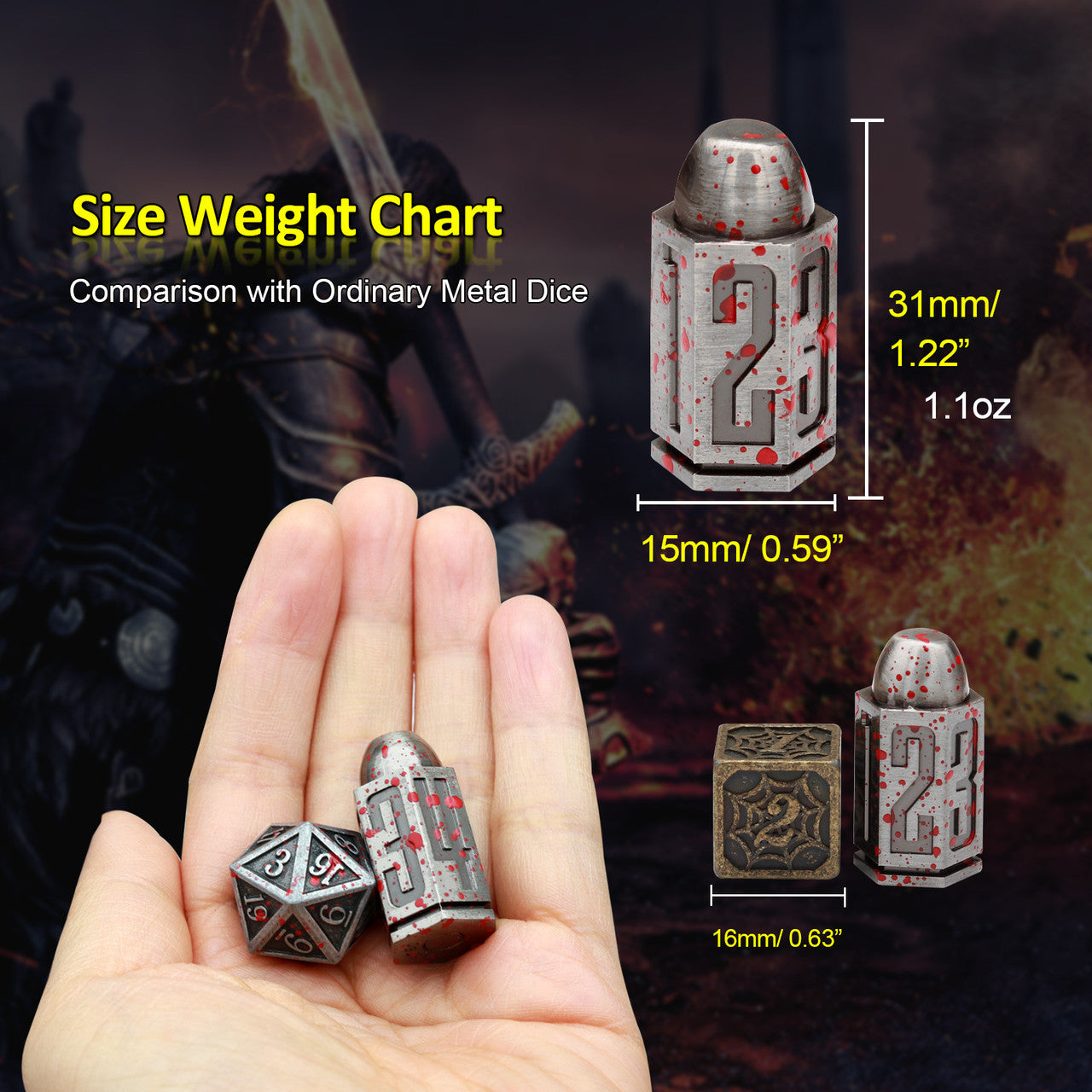 bullet dice metal d6 dice in bullet shape