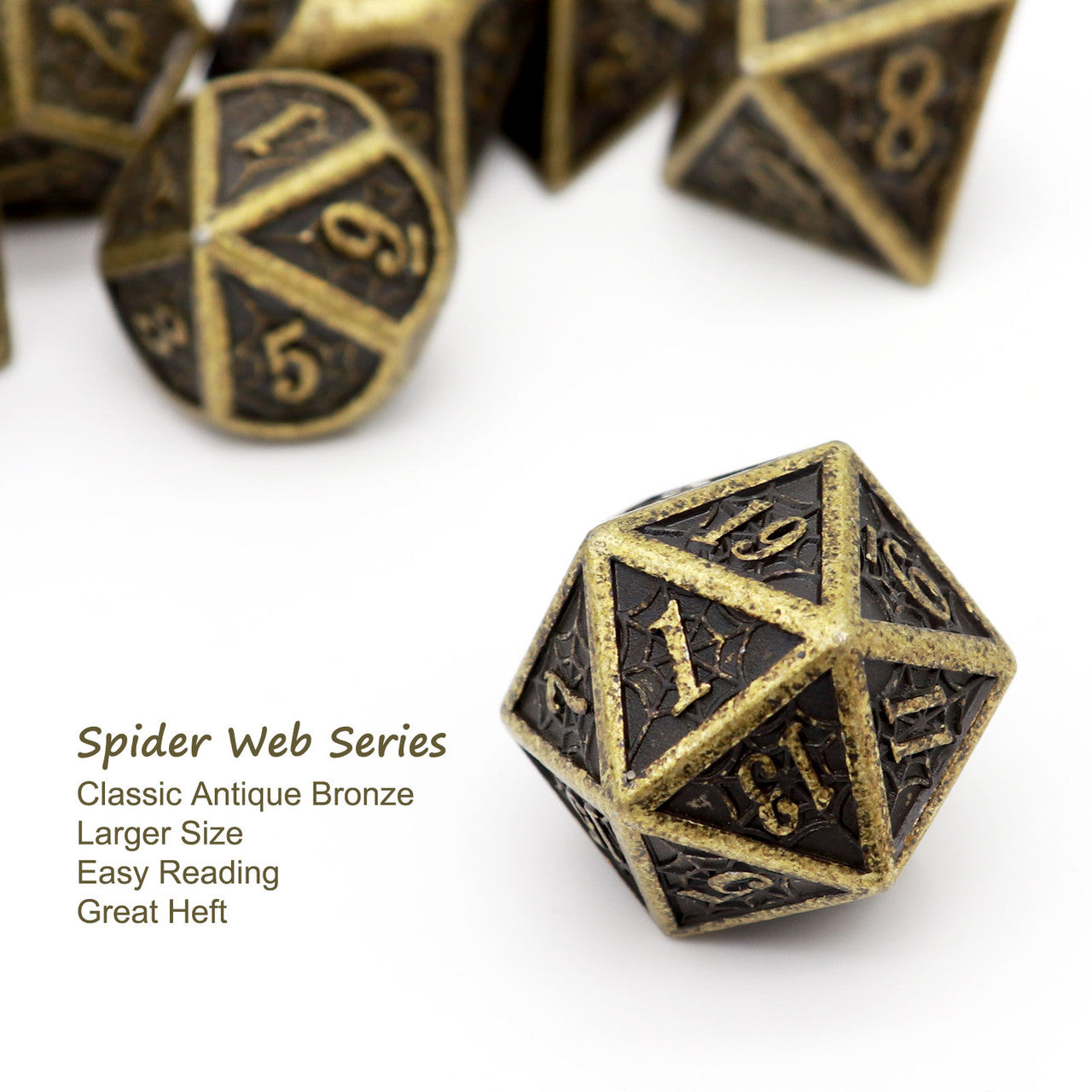 antique bronze metal dice