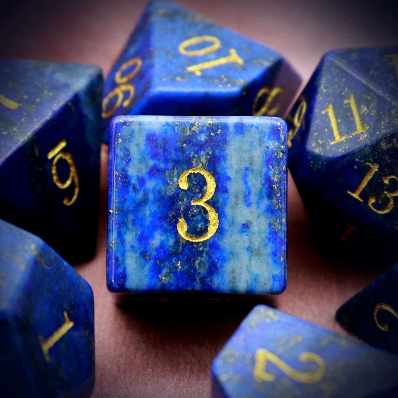 Haxtec Lapis Lazuli Gemstone Dice Set with Premium Dice Case-Lapis Lazuli