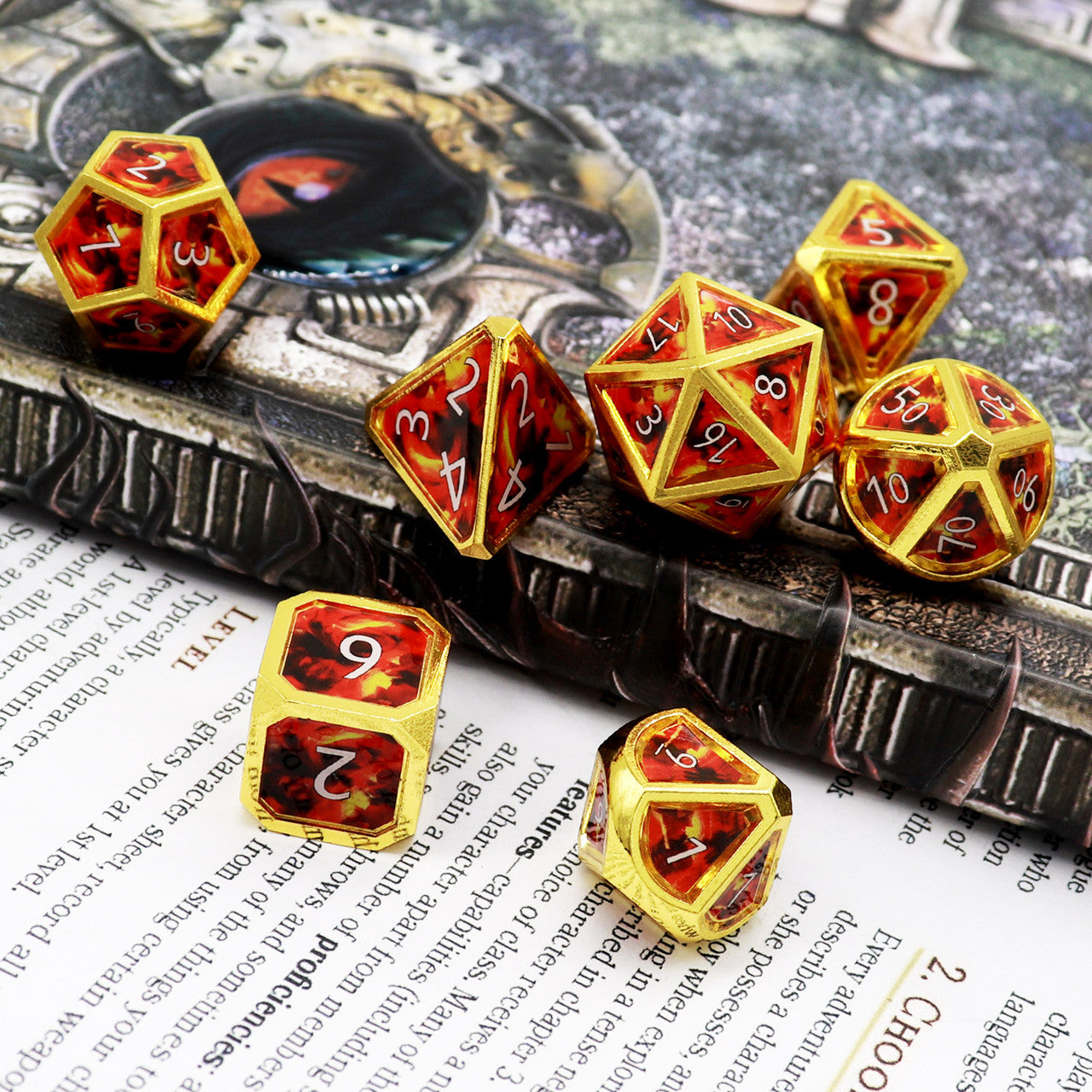 haxtec fire ball metal dnd dice set real scene spell dnd 5e