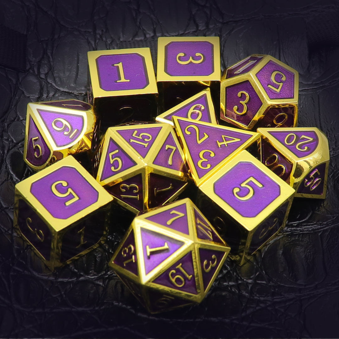 Gold Purple Metal DND Dice Set-11PCS