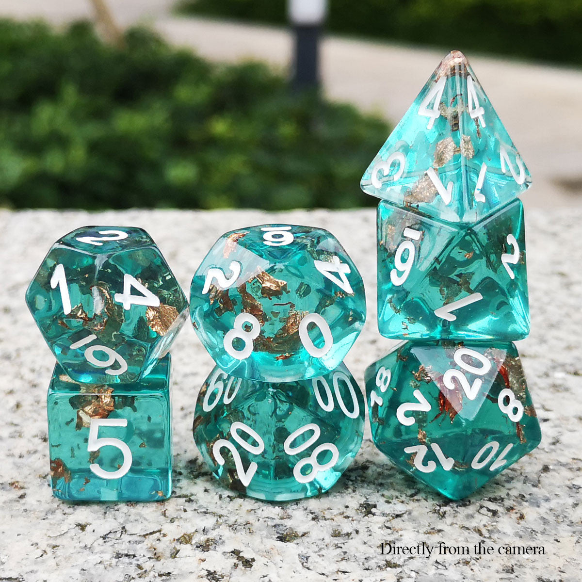 Haxtec Teal Rosegold Foil DND Dice Set-Wonderland