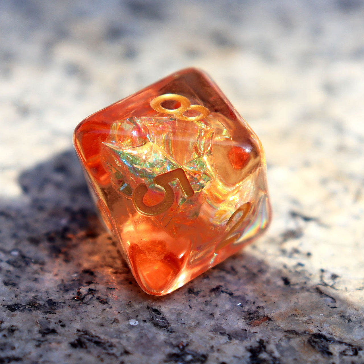 Iridescent dice, orange dice