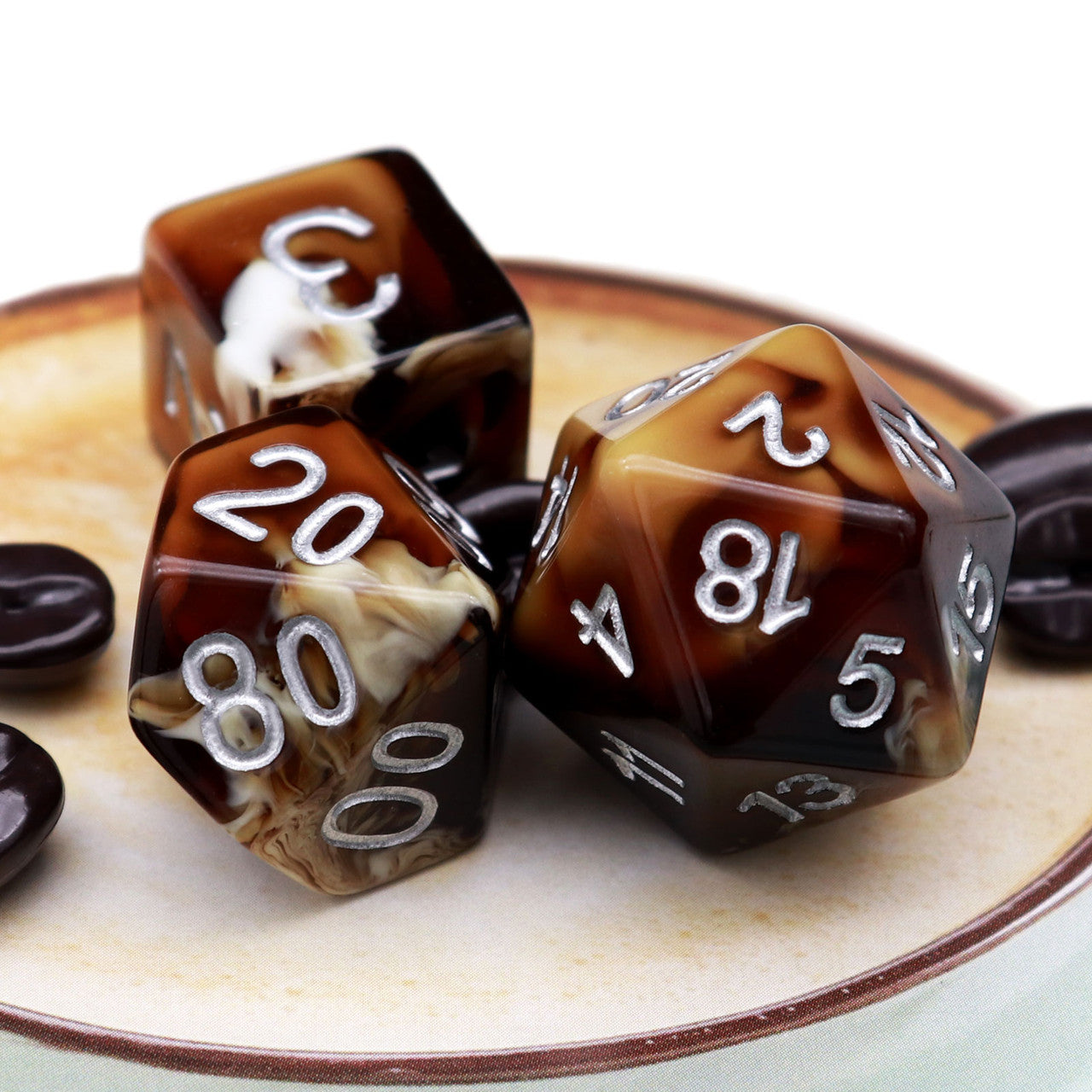 coffee dice d&d dnd dice set haxtec