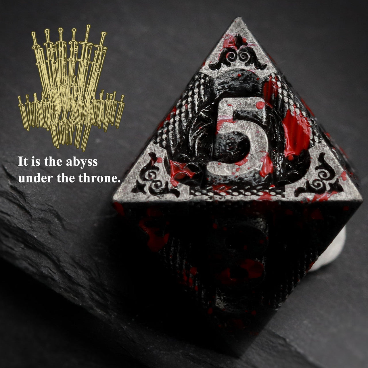 Haxtec Bloodstained Metal DND Dice Set With Dragon Pattern Leather Dice Bag for Dungoens and Dragons RPG Gifts