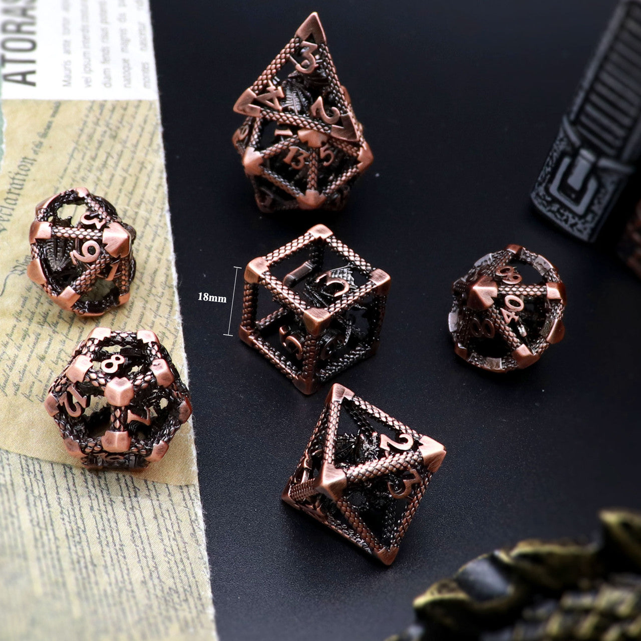 copper hollow metal dice dnd