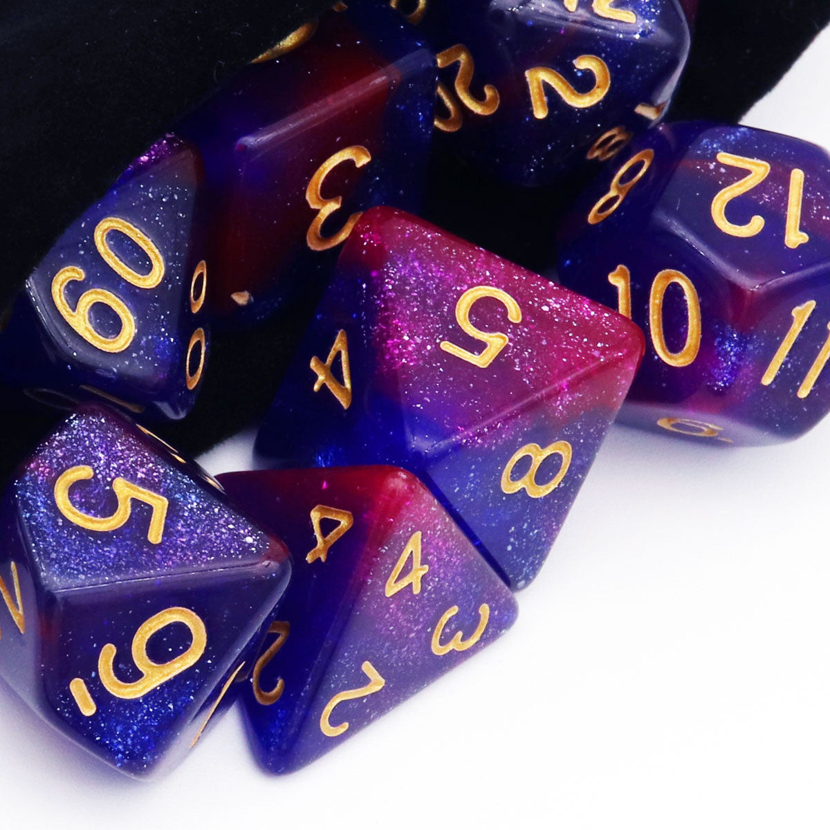 7PCS Nebula Glitter DND Dice Set-Purple Blue Nebula