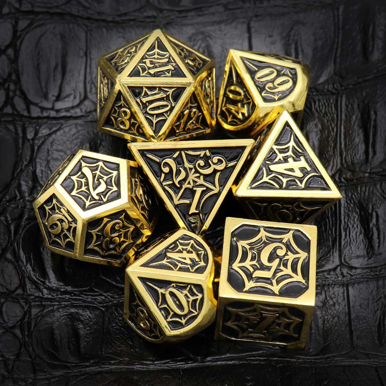 gold black metal dice, gold metal dice, the net dice, net dice, spider dice, black dice, haxtec dice