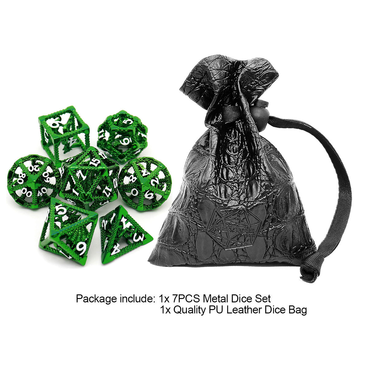 haxtec green hollow dnd dice set dragon