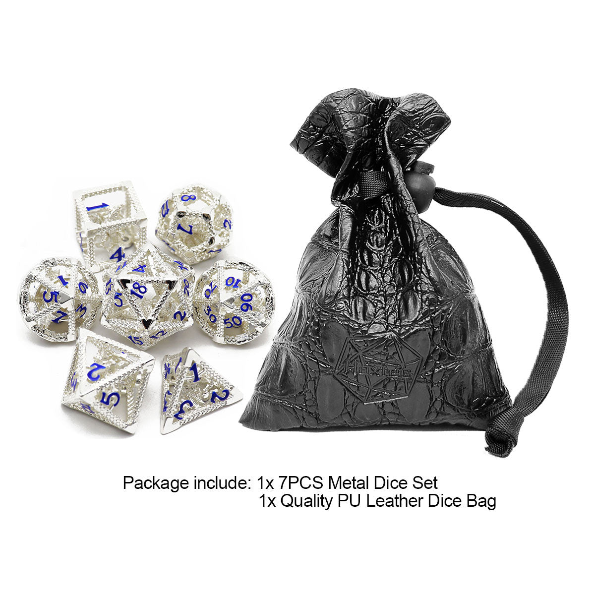 haxtec silver dragon hollow metal dnd dice set